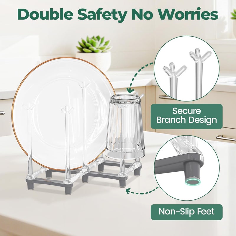 EsLuker.ly Baby Bottle Drying Rack Plastic Vertical Dryer Holder, Foldable Space Saving for 12 Milk Glass Bottle Countertop, Drain Stand Shelf for New Parents - Image 5